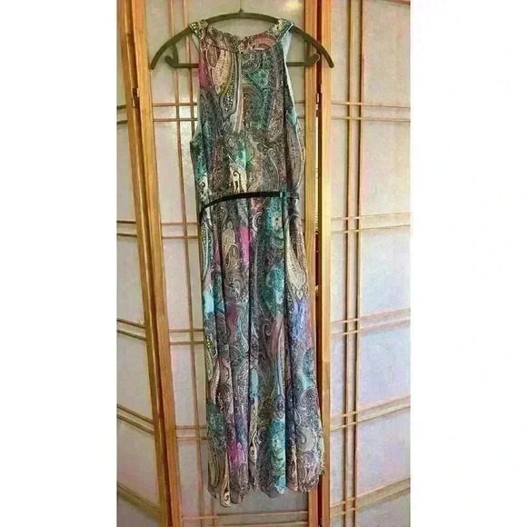 Woman’s Tommy Hilfiger Multicolor Paisley Sleeveless Summer Maxi Dress Sz 8 - Picture 7 of 9